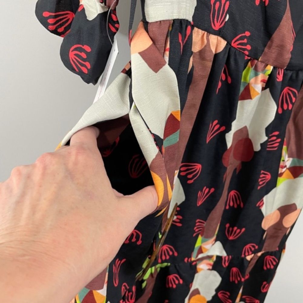 NWT Hutch ModCloth Let's Go Boho Black Long Sleeve‎ Belted Maxi Dress Size 8 - Picture 7 of 13